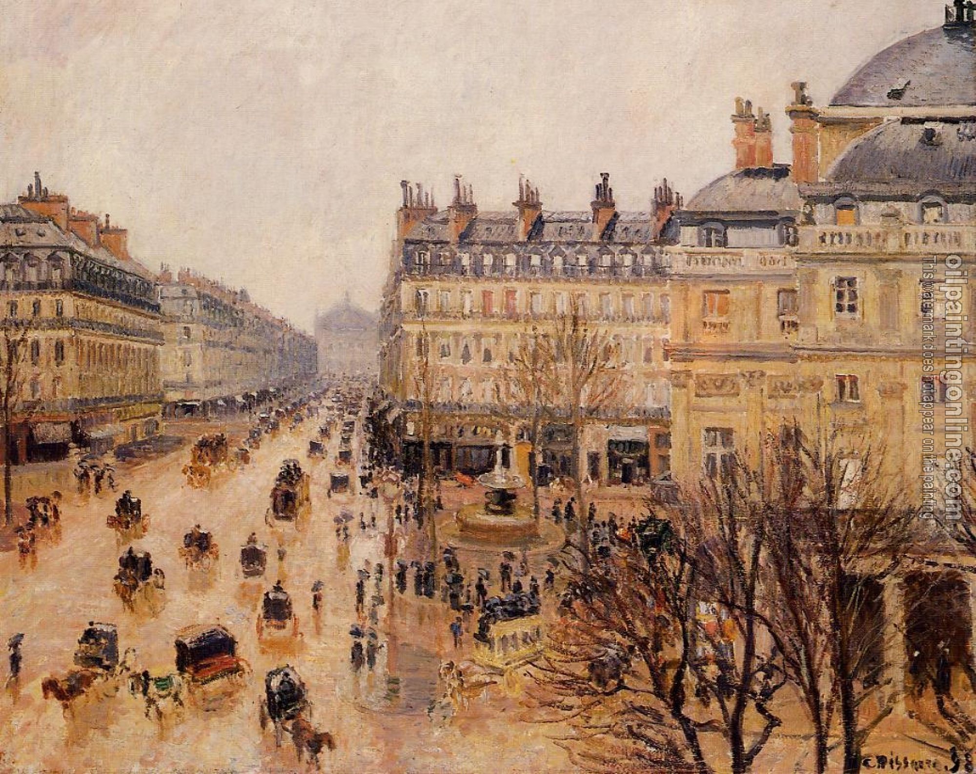 Pissarro, Camille - Place du Theatre Francais, Rain Effect